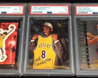 1996 FLEER KOBE BRYANT GRADED EX 5, 1997 HOOPS NM MT8, 
UPPER DECK NM MT 8,