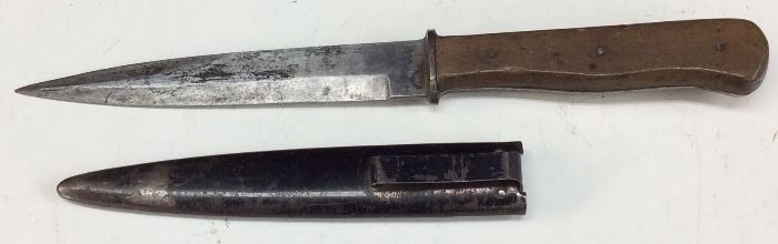WWII E&F HORSTER SOLINGEN GERMAN TRENCH KNIFE WITH BOOT SCABBARD