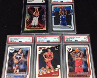 (5) ASSORTED GRADED BASKETBALL EVAN MOBLEY, SCOTTIE BARNES, TYRESE MAXXIE, JALEN SCRUGGS, 