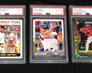 5 GRADED, 2013 TOPPS BRYCE HARPER NMMT 8, JOSE ABREU, D. JETER, MIKE TROUT
