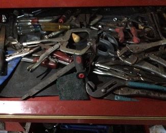 SNAP ON 80TH ANNV. TOOL CAB, 5'H, LOADED w TOOLS, TOP HALF #KRL1201, BOTTOM HALF #KRL7002,
MECHANICS TOOLS, EVERCRAFT WRENCHES, 
PNEUMATIC TOOLS, HAMMERS, MALLETS, SOCKETS, CLAMPS,