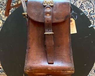 Vintage English Leather Mail Pouch with Shoulder Strap. 