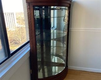 Vintage Oak Display Cabinet 
(Curved Front Glass Front) 
