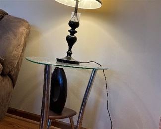 Lamp with End Table and Decor. 