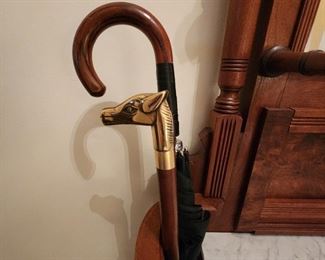 Walking Stick with brass horse head