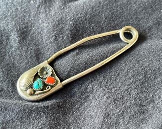 Silver and turquoise pin. https://www.liveauctioneers.com/catalog/274244