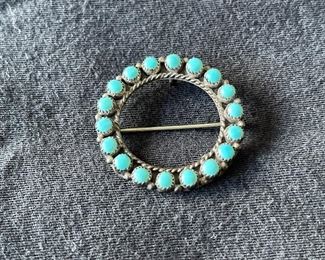 Broosh.  silver. turquoise. https://www.liveauctioneers.com/catalog/274244