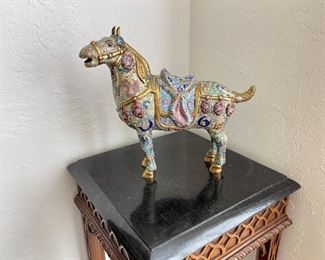 Cloisonné gilt horse. https://www.liveauctioneers.com/catalog/274191