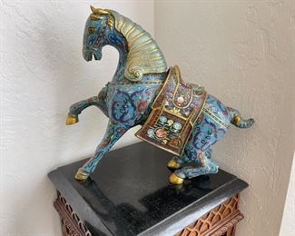 Cloisonné gilt horse. https://www.liveauctioneers.com/catalog/274191