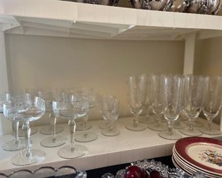 Beautiful Stemware with an etched wheat design