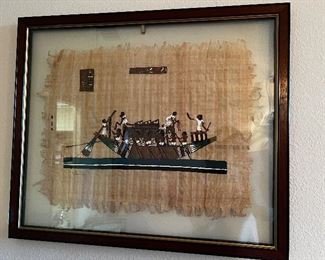 Papyrus Art sandwiched in a double glass frame