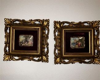 Miniature painted porcelain in gilt frames