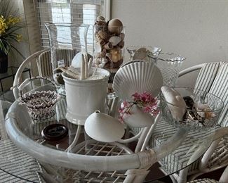 Shells, MCM Rosenthal free form vases, vintage shell basket