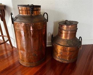 Antique Large Heavy Milk Cans