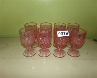 Wright Glass LG Moon & Star pink cordial glasses discontinued pattern