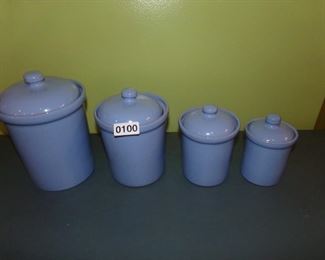Himark Portugal Sky Blue Glaze Terracotta clay canister set