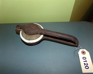 Antique cast iron/ceramic juicer