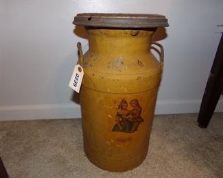 Painted goldenrod w/decal milk can