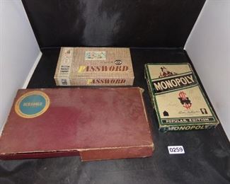 Vintage Monopoly, Scrabble and Password games
