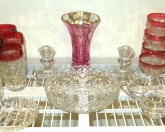 Vintage King's Crown Thumbprint Red Ruby Glassware
