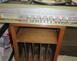 Sears AM/FM Turntable, Vintage Record Storage End Table