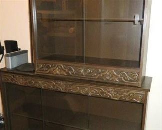 Vintage Two Piece Glass Front Display Cabinet