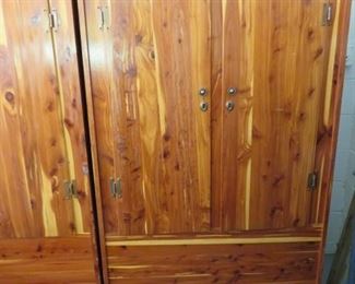 Pair Cedar Armoire Wardrobe Cabinet