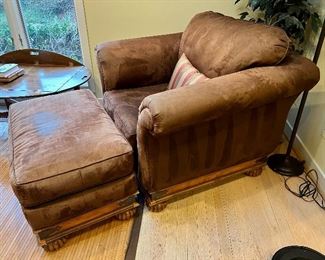 Suede Chair $150- Chair-Depth-41", W-44", H-41.5"-Ottoman- D-21", W-34.5, H-19"