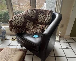 Club Chair- Faux Leather $75 L-30", W- 28", H-29"