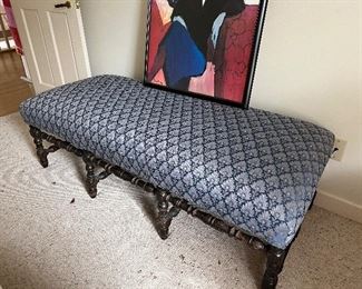 Blue Bench-$250 (matches chair in other pic)- L-64", W-26", H-17.5"