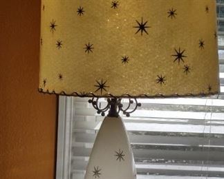 Pair of MCM automic lamps with matching fiberglass shades