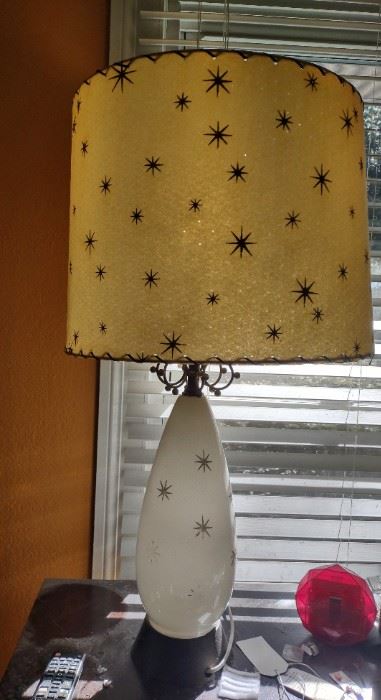 Pair of MCM automic lamps with matching fiberglass shades