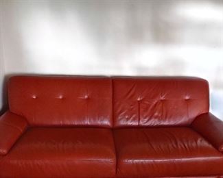 Beautiful Red Leather Loveseat 