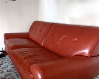 Beautiful Red Leather Sofa 