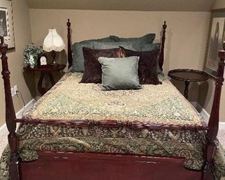 Full antique bed 
Queen bedding pictured here -sold separately 