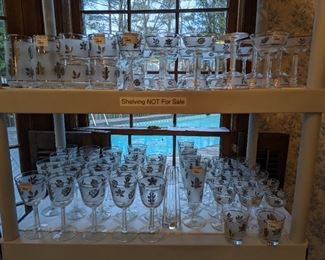 Comprehensive (over 150 pieces) collection of Libbey Glass "Silver Leaf" stems, produced 1953-1978.