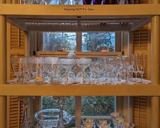 Several sets of good stemware, including Baccarat and Waterford.