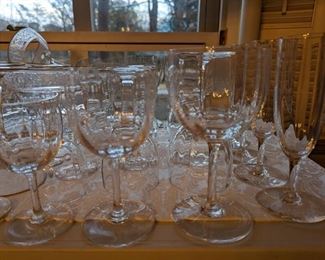 You're looking at four sizes of Baccarat Montaigne (Optic) crystal stemware - fluted champagne, water goblet, claret wine and sherry glass. This pattern was introduced and produced only for the year 1980.