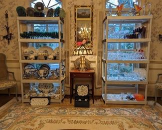 Sets of china, vintage stemware, etc.