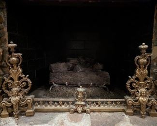 Antique brass andirons, in excellent condition - the owner is quite proud of these, but they just didn't fit right in her new lux digs.