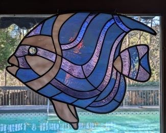 Stained glass angelfish, by noted artisan, Karen Kerr (1946-2017).