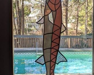 Stained glass gar fish, by noted artisan, Karen Kerr (1946-2017).