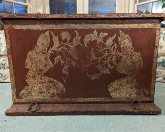 Antique, hand-painted & mirrored Asian trunk, back side.