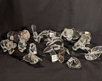 Collection of 14 Baccarat crystal animal figurines.