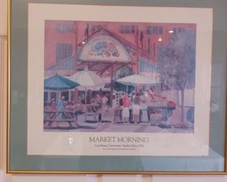Framed print “Market Morning,” from original art by Ginny Mcguire, Lynchburg artist