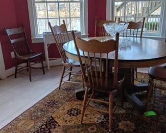 Antique oak dining table & chairs