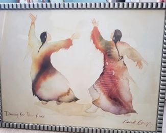 Native American  art, “Dancing for Their Lives “, print - signed “Carol Grigg
