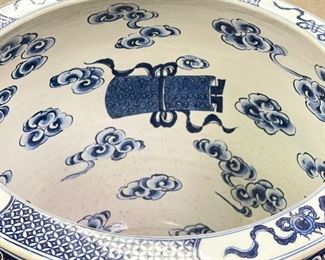 Large Vintage Asian Chinoiserie Fish Bowl on Stand. Measures 21" W x 18" H. Photo 2 of 4. 