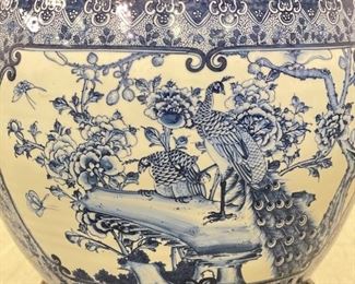 Large Vintage Asian Chinoiserie Fish Bowl on Stand. Measures 21" W x 18" H. Photo 3 of 4. 