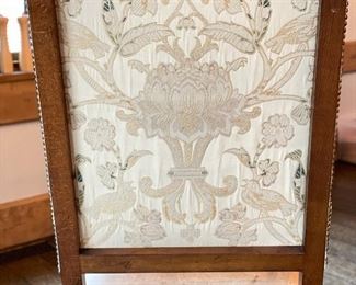 Set of 8 Minton-Spidell Damask & Leather Upholstered Seat Dining Chairs. Includes 2 Arm and 6 Side Chairs. Each Measures 24" W x 20" D with 19" Seat Height. Photo 5 of 6. 